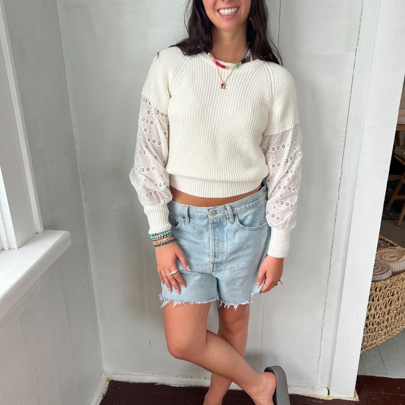 White Eyelet Sweater - Picture 5 of 7